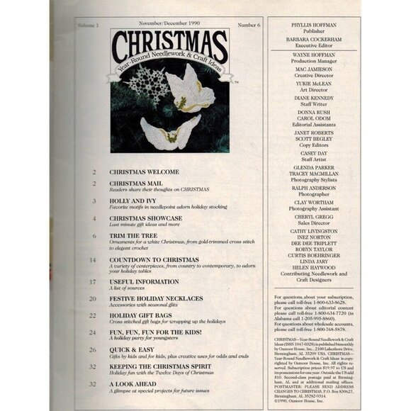 CHRISTMAS YEAR-ROUND NEELDEWORK & CRAFT IDEAS NOV./DEC. 1990, VOL. 1, NO. 6 - Picture 2 of 3